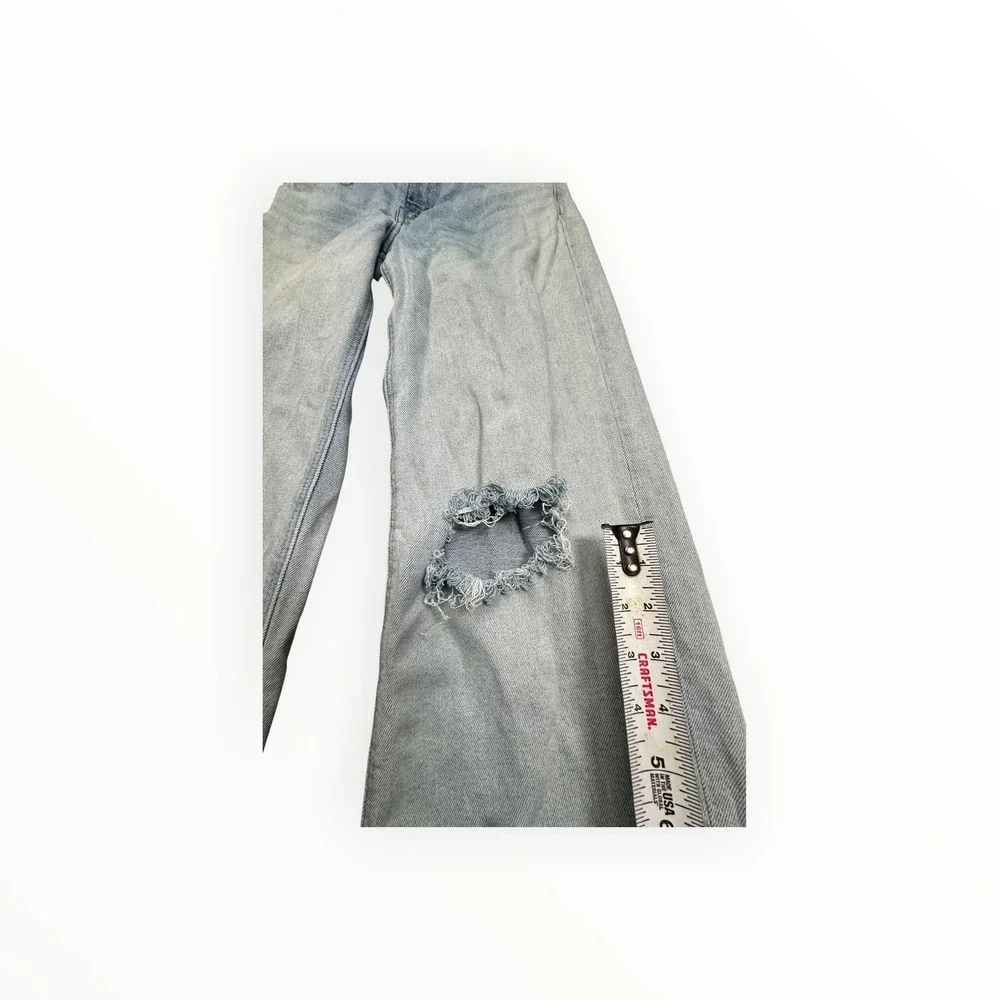 Old Navy Jeans Women 4 Light Wash Mid Rise Wide Leg Distressed Denim‎ Retro